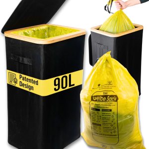 Deco haus® Kanta za smeće 90L [dodatna unutarnja vreća] - Stalak za vreće za smeće - Kanta za vreće za smeće - Kanta s poklopcem - Kuhinjski odvodni sustav - Robusni stalak za vreće za smeće - Crna