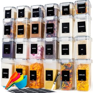 Posude za pohranu Deco haus – višekratne kuhinjske posude za pohranu hrane s hermetičkim poklopcima – prikladne za mikrovalnu pećnicu, perilicu posuđa i zamrzivač – plastika bez BPA – komplet od 24 posude – crna boja