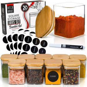 DECOHAUS STORAGE - BAMBOO LID 20 SET SQUARE