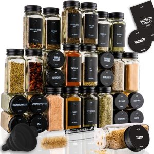 DECOHAUS SPICE JARS 24 PACK - ALUMINIUM BLACK LID
