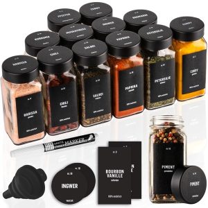 DECOHAUS SPICE JARS 12 PACK - BLACK STAINLESS STEE