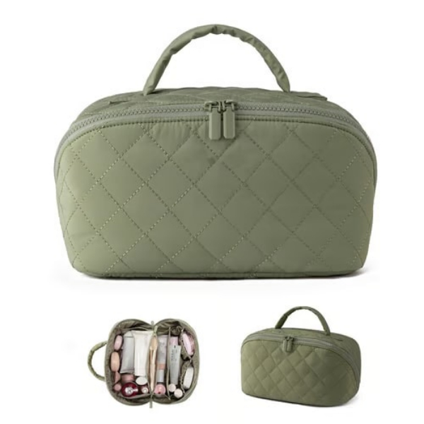 MAKEPACK green pufasta kozmetička torbica