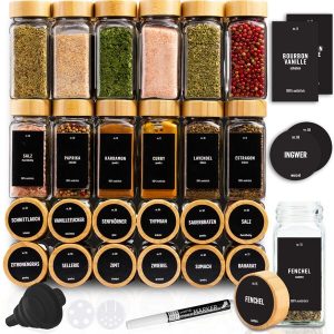 DECOHAUS SPICE JARS 24 PACK - BAMBOO LID