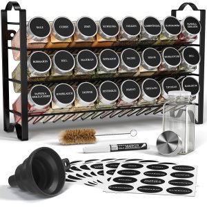 DECOHAUS SPICE RACK WITH SPICE JARS STAINLESS STEE