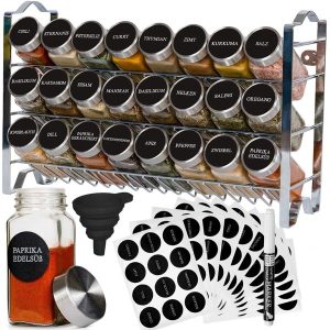 DECOHAUS SPICE RACK WITH SPICE JARS STAINLESS STEE