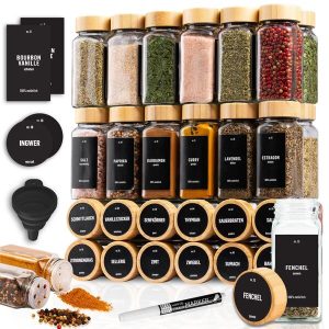 DECOHAUS SPICE JARS 36 PACK - BAMBOO LID