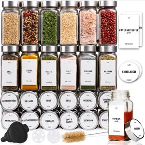 DECOHAUS WHITE LABELS SPICE JARS 24 SET - STAINLES