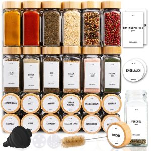 DECOHAUS WHITE LABELS SPICE JARS 24 SET - BAMBOO L