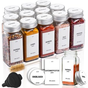 DECOHAUS WHITE LABELS SPICE JARS 12 SET