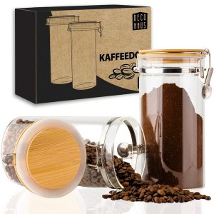 DECOHAUS COFFEE JARS WITH BAMBOO LID 2 SET