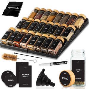 DECOHAUS BLACK DRAWER ORGANIZER W/ SPICE JARS - BA