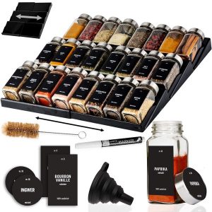 DECOHAUS BLACK DRAWER ORGANIZER W/ SPICE JARS - ST